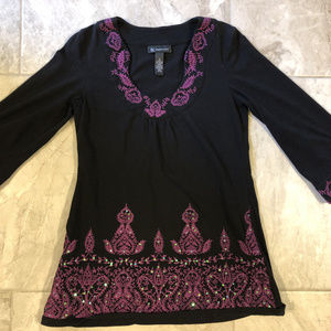 INC purple and black tunic